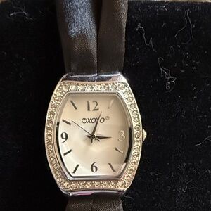 XOXO Stainless Steel Watch with Black Accents